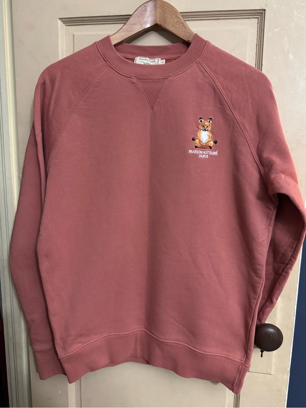 Maison Kitsune Fox Logo Sweatshirt Women’s Size S Pink Crewneck Pullover